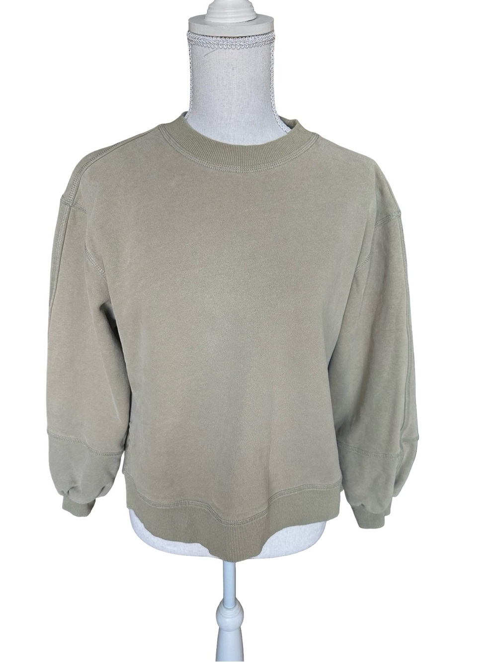 MOD REF Cotton Cropped Crewneck Sweatshirt Sage Green S
